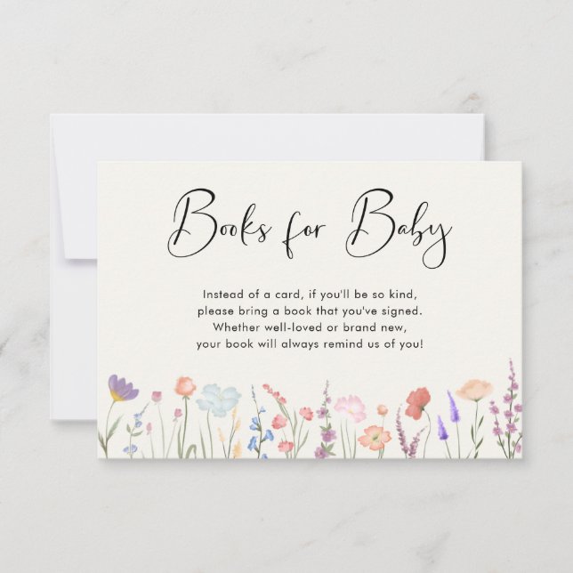 Wildflower Baby Shower Books For Baby Enclosure Invitation (Front)