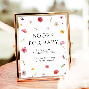 Wildflower Baby Shower Books for Baby Poster