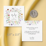 Wildflower Baby Shower Budget Thank You Note Card<br><div class="desc">These small 2.5" x 2.25" baby shower thank cards feature a hand-lettered "thank you" and your name on the front with a personal message on the back (leave blank if you want to handwrite your thanks.) *TIP: These cards are too small to mail in the USA unless you use a...</div>