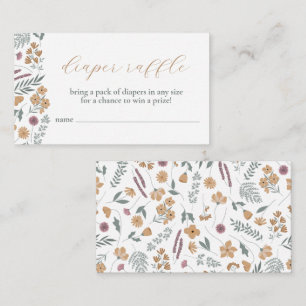 Wildflower Baby Shower Diaper Raffle Card - Orange