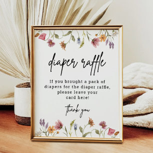 Wildflower Baby Shower Diaper Raffle Digital Poster