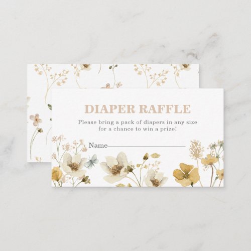 Wildflower Baby Shower Diaper Raffle Enclosure Card