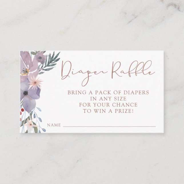 Wildflower Baby Shower Diaper Raffle Enclosure Card (Front)