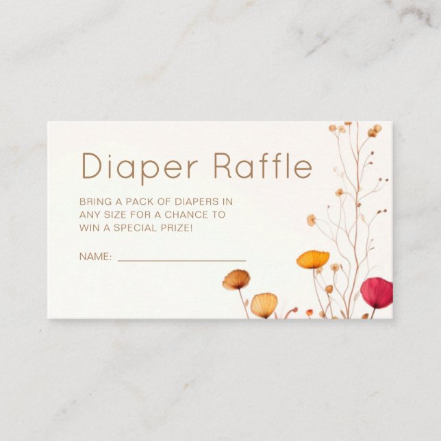 Wildflower Baby Shower Diaper Raffle Enclosure Card (Front)