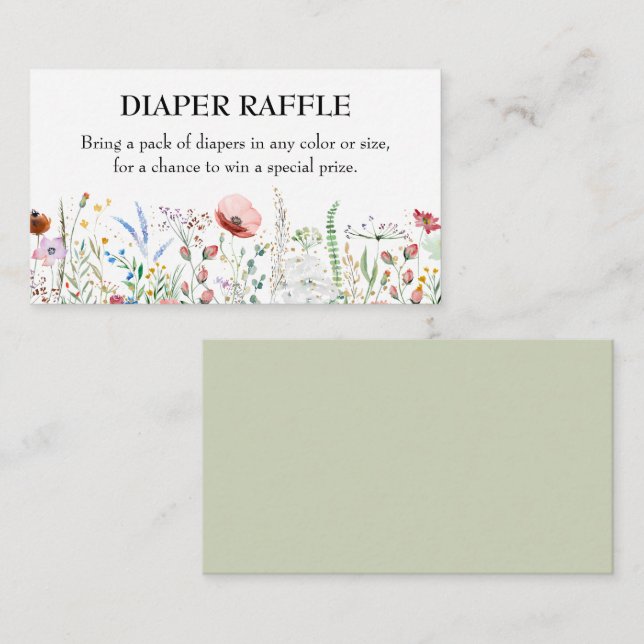 Wildflower Baby Shower Diaper Raffle Enclosure Card (Front/Back)
