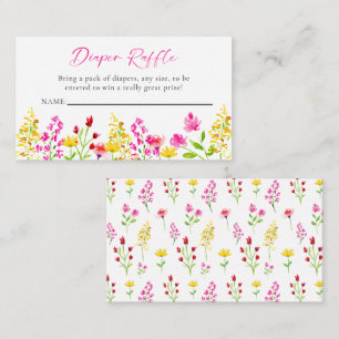 Wildflower Baby Shower Diaper Raffle Floral Pink Enclosure Card