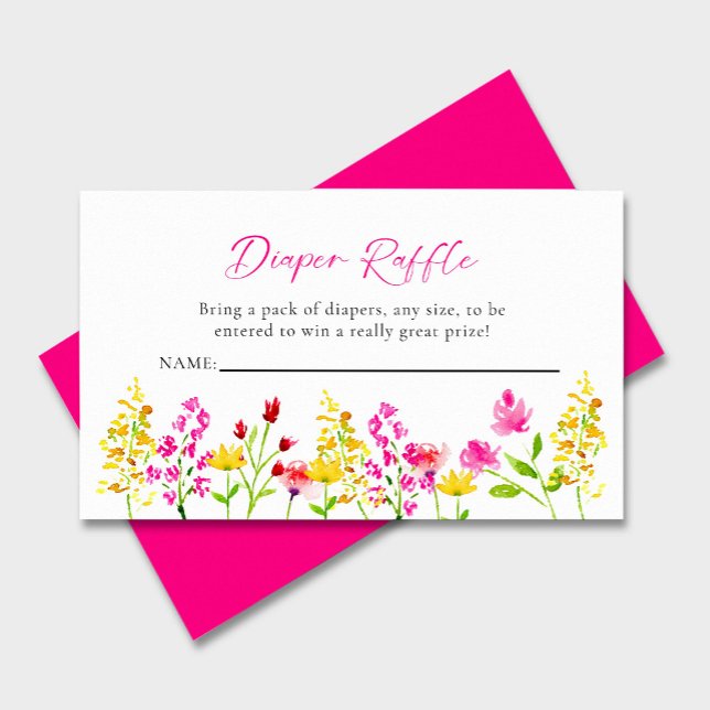 Wildflower Baby Shower Diaper Raffle Floral Pink Enclosure Card (Creator Uploaded)