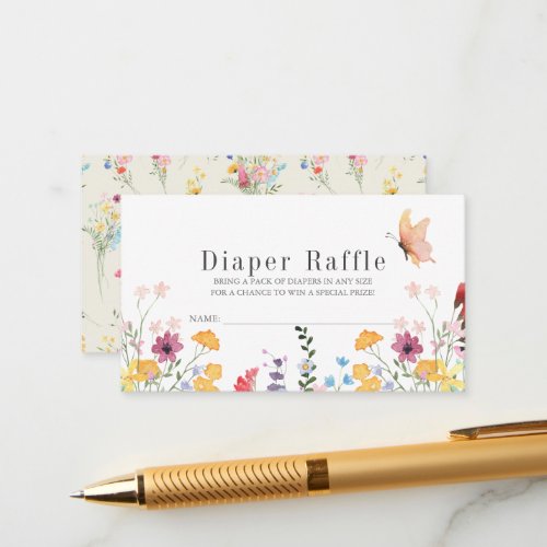 Wildflower Baby Shower Diaper Raffle Ticket Enclosure Card