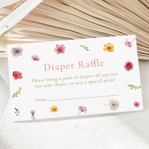 Wildflower Baby Shower Diaper Raffle Tickets Enclosure Card