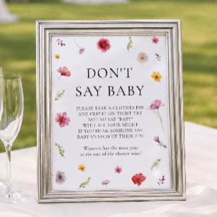 Wildflower Baby Shower Don't Say Baby Game Poster