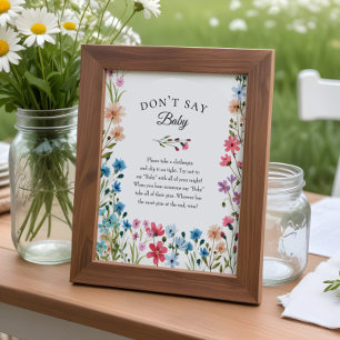 Wildflower Baby Shower "Don't Say Baby" Game Poster