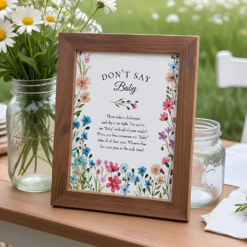 Wildflower Baby Shower Dont Say Baby Game Poster