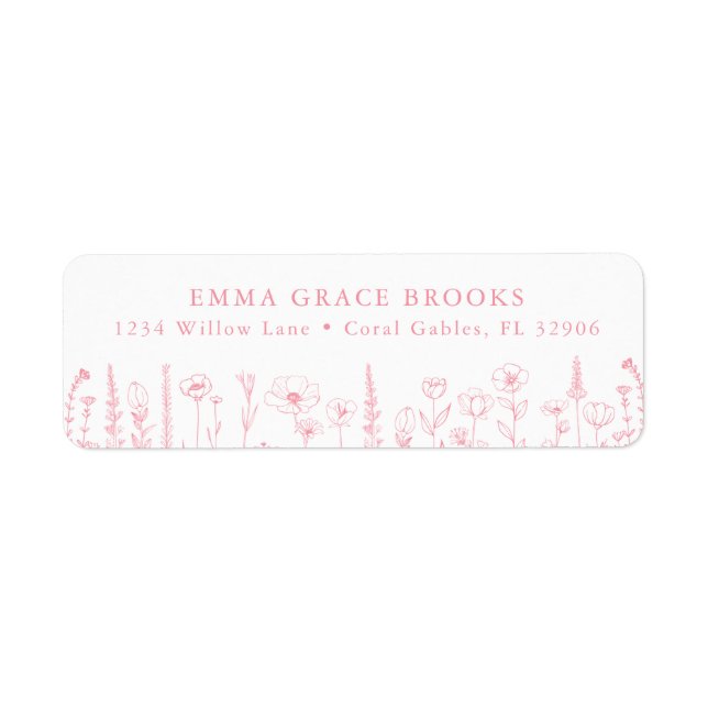 Wildflower Baby Shower Dusty Pink Return Address Label (Front)