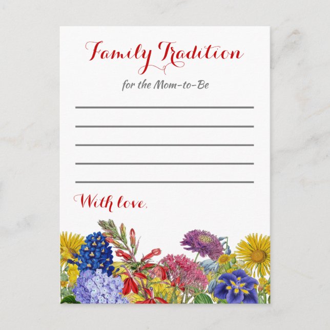 Wildflower Baby Shower Family Tradition Card (Front)