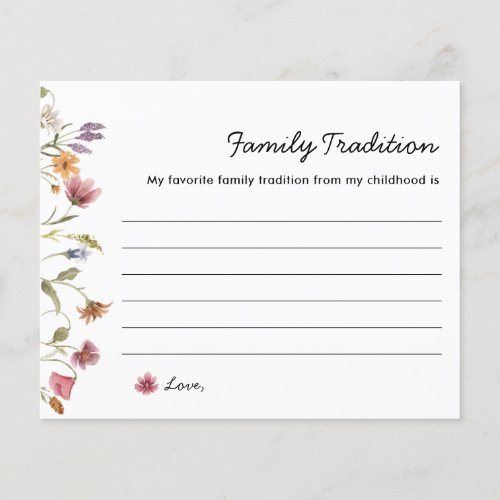 Wildflower Baby Shower Family Tradition Card