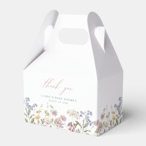 Wildflower Baby Shower Favor Box Pink Floral Girl