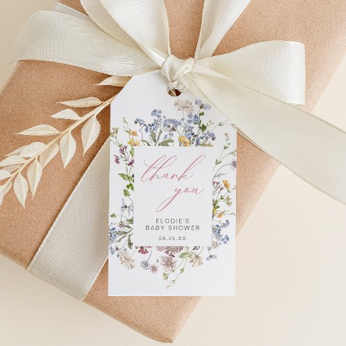Wildflower Baby Shower Favor Tag Thank You Pink