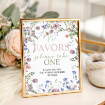 Wildflower Baby Shower Favors Sign
