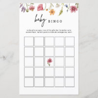 Wildflower Baby Shower Floral Baby Bingo Game Card