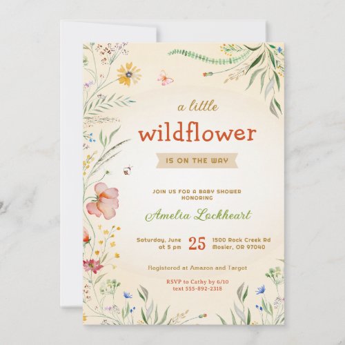 Wildflower Baby Shower Floral Summer Chic Sprinkle Invitation