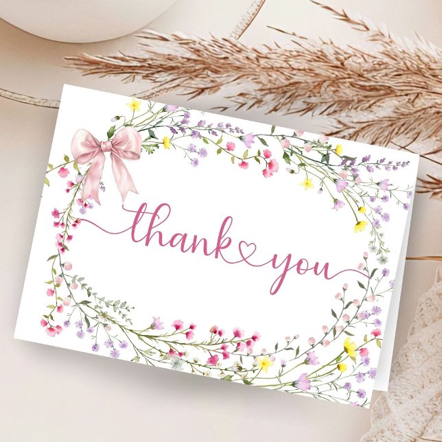 Wildflower Baby Shower Folded Thank You Cards (Creator Uploaded)