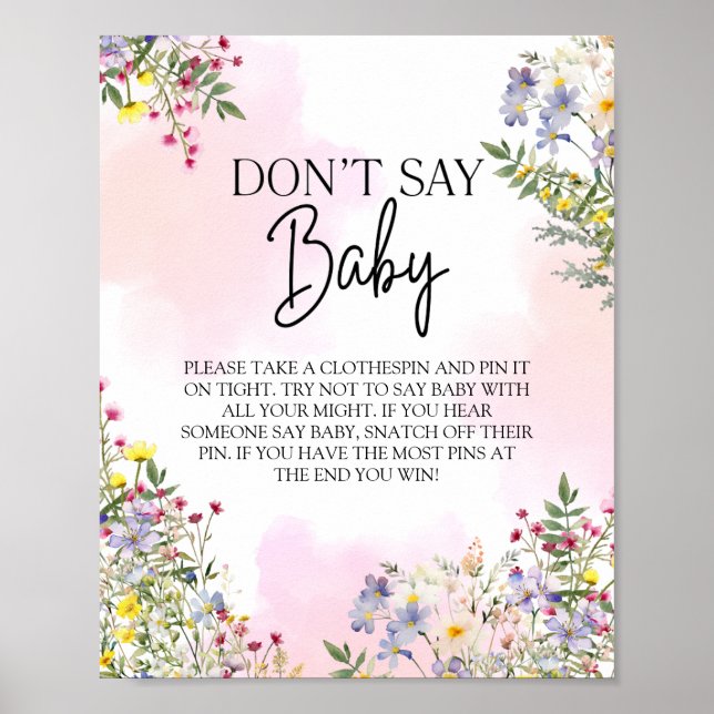 Wildflower Baby Shower Games Sign (Front)