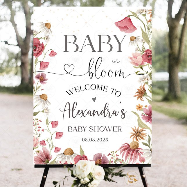 Wildflower Baby Shower Garden Welcome sign  (wildflower baby shower, garden welcome sign, baby shower decor, floral baby shower, botanical welcom)