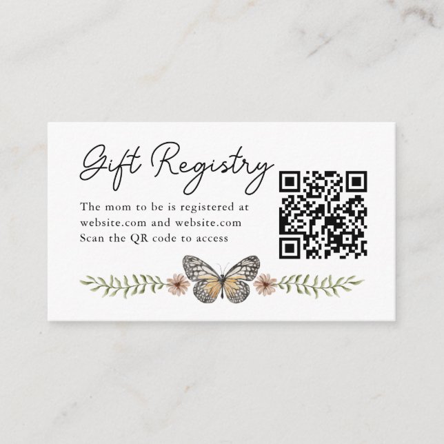 Wildflower Baby Shower Gift Registry Enclosure Card (Front)