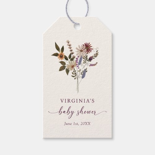 Wildflower Baby Shower Gift Tags