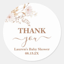 Wildflower Baby Shower Girl Classic Round Sticker