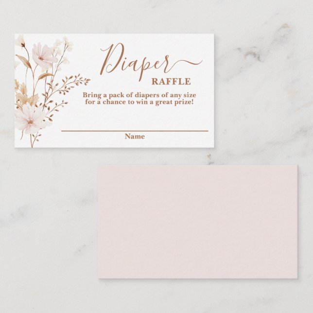 Wildflower baby shower girl Diaper Raffle Card (Front/Back)