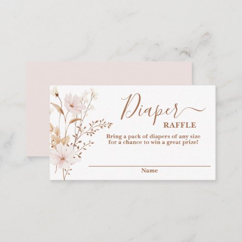 Wildflower baby shower girl Diaper Raffle Card