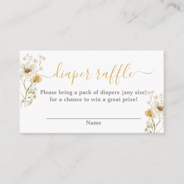 Wildflower baby shower girl diaper raffle enclosure card (Front)
