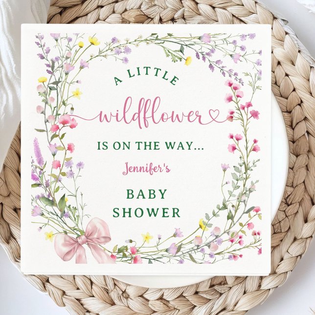 Wildflower Baby Shower Girl Pink Floral Napkins (Creator Uploaded)