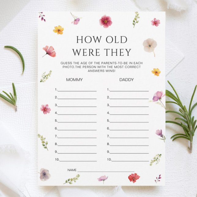 Wildflower Baby Shower Guess Age Game Card (Creator Uploaded)