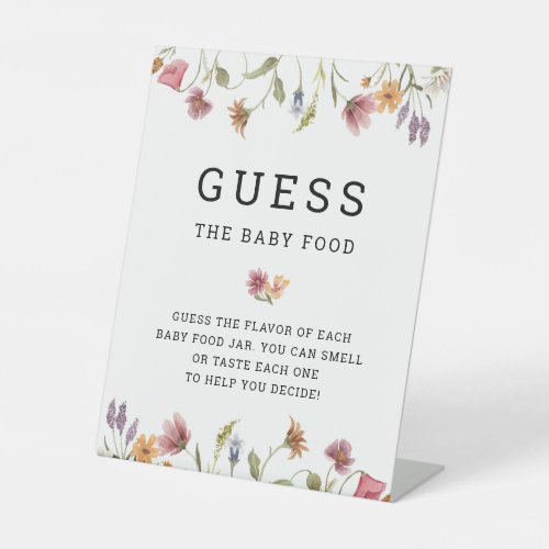 Wildflower Baby Shower Guess The Baby Food Game Pedestal Sign