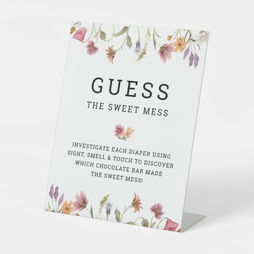 Wildflower Baby Shower Guess The Sweet Mess Game Pedestal Sign