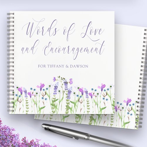 Wildflower Baby Shower Guestbook Purple Floral Notebook