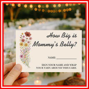 Wildflower Baby Shower HOW BIG IS MOMMY'S BELLY Enclosure Card