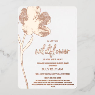 Wildflower Baby Shower Initiation Foil Invitation