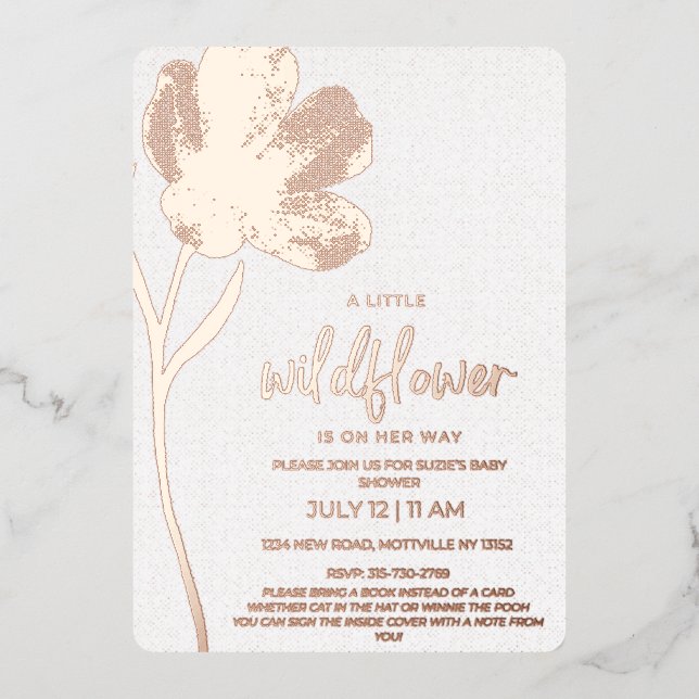 Wildflower Baby Shower Initiation  Foil Invitation (Front)