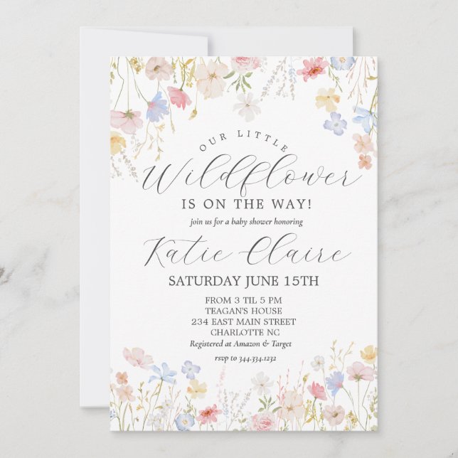 Wildflower baby shower invitation (Front)