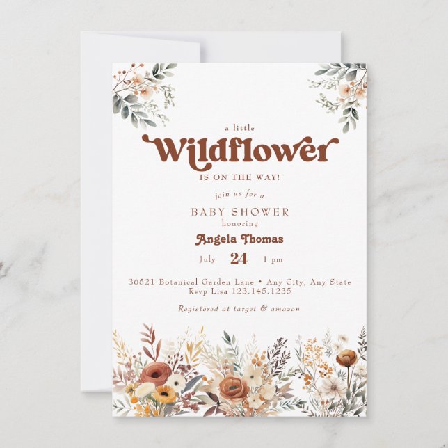 Wildflower  Baby Shower Invitation (Front)