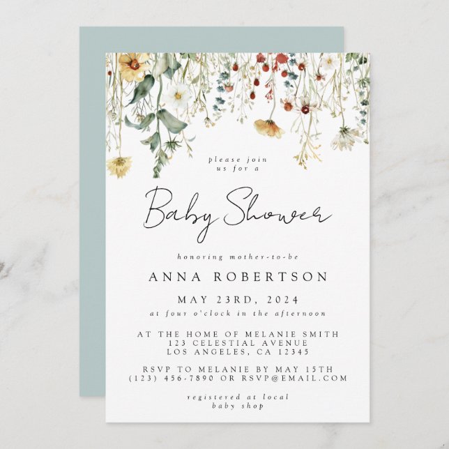Wildflower Baby Shower Invitation (Front/Back)