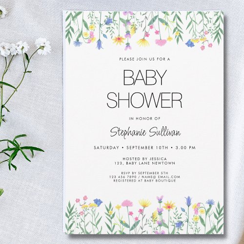 Wildflower Baby Shower Invitation