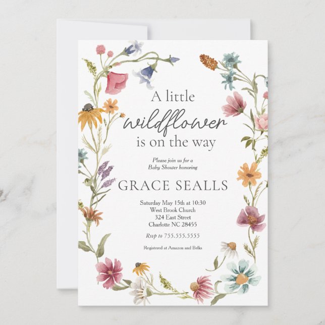Wildflower baby shower invitation (Front)