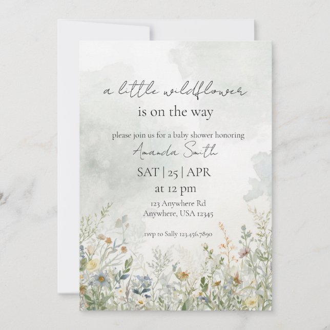 Wildflower baby shower invitation (Front)
