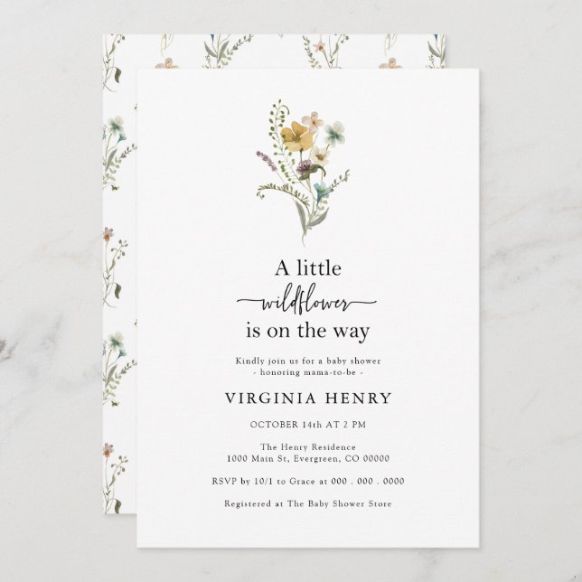 Wildflower Baby Shower Invitation (Front/Back)