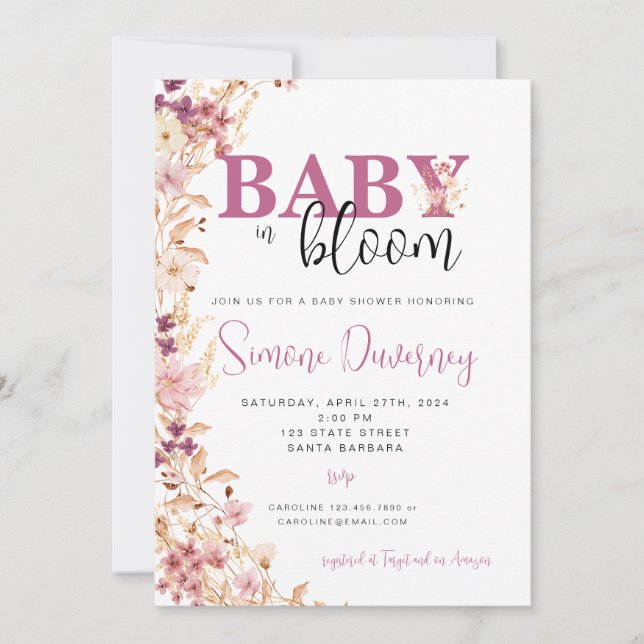 Wildflower Baby Shower Invitation (Front)