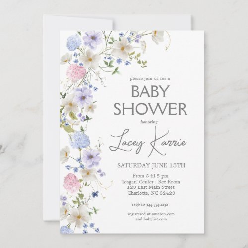 Wildflower Baby Shower invitation Boho Floral  Invitation